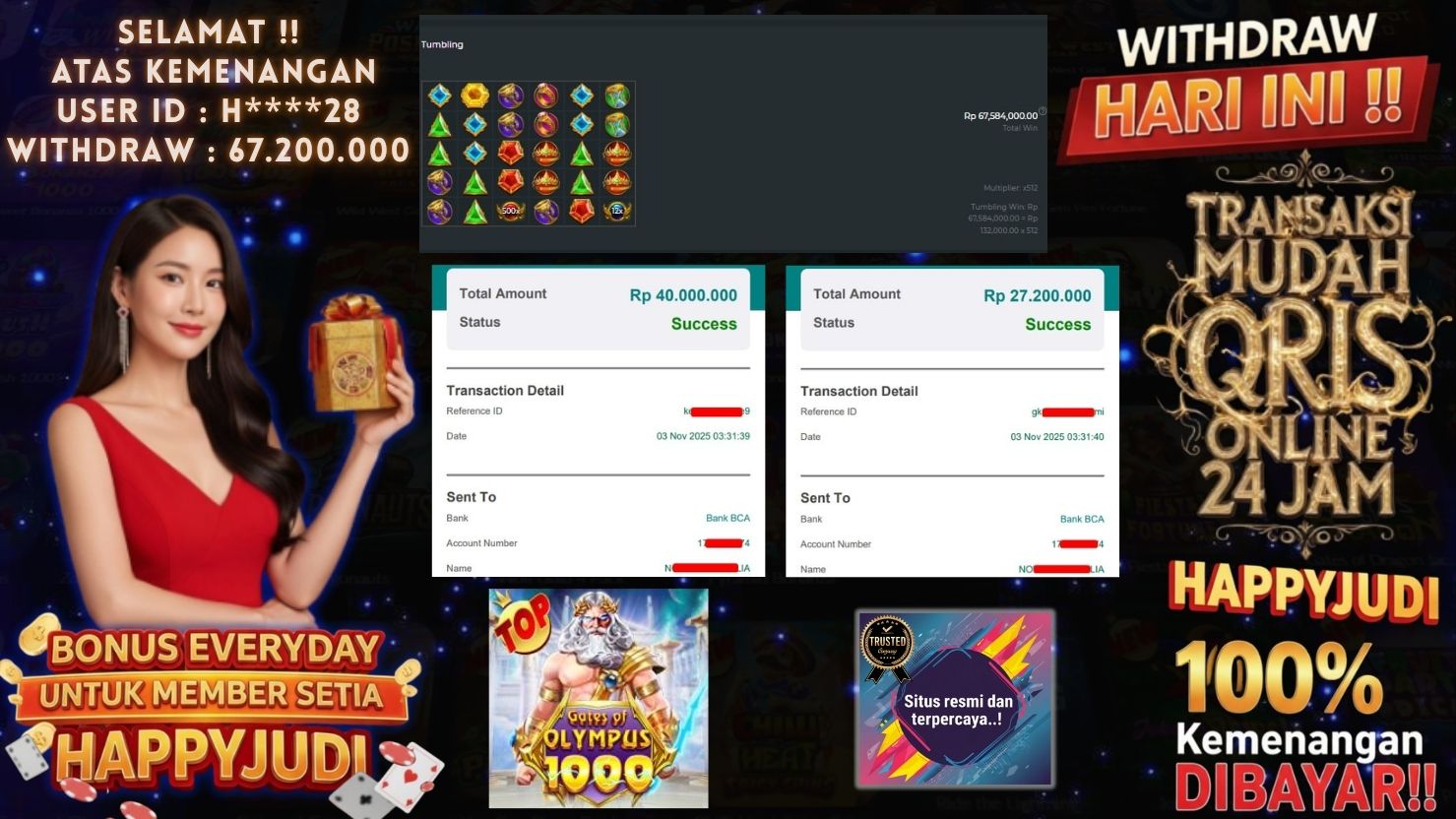 HAPPYJUDI JACKPOT SLOT GATES OF OLYMPUS 1000